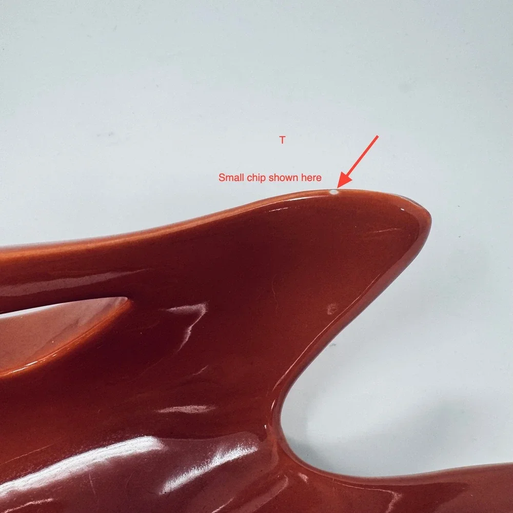 Vintage MidCentury Rust Orange Ceramic Swan Towel Holder Hollywood Regency Style